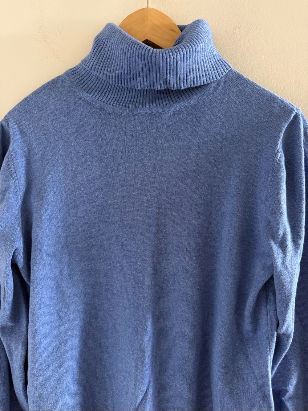 LL Bean Womens L Cotton Cashmere Turtleneck Sweater Long Sleeve Soft Coastal - Picture 3 of 9